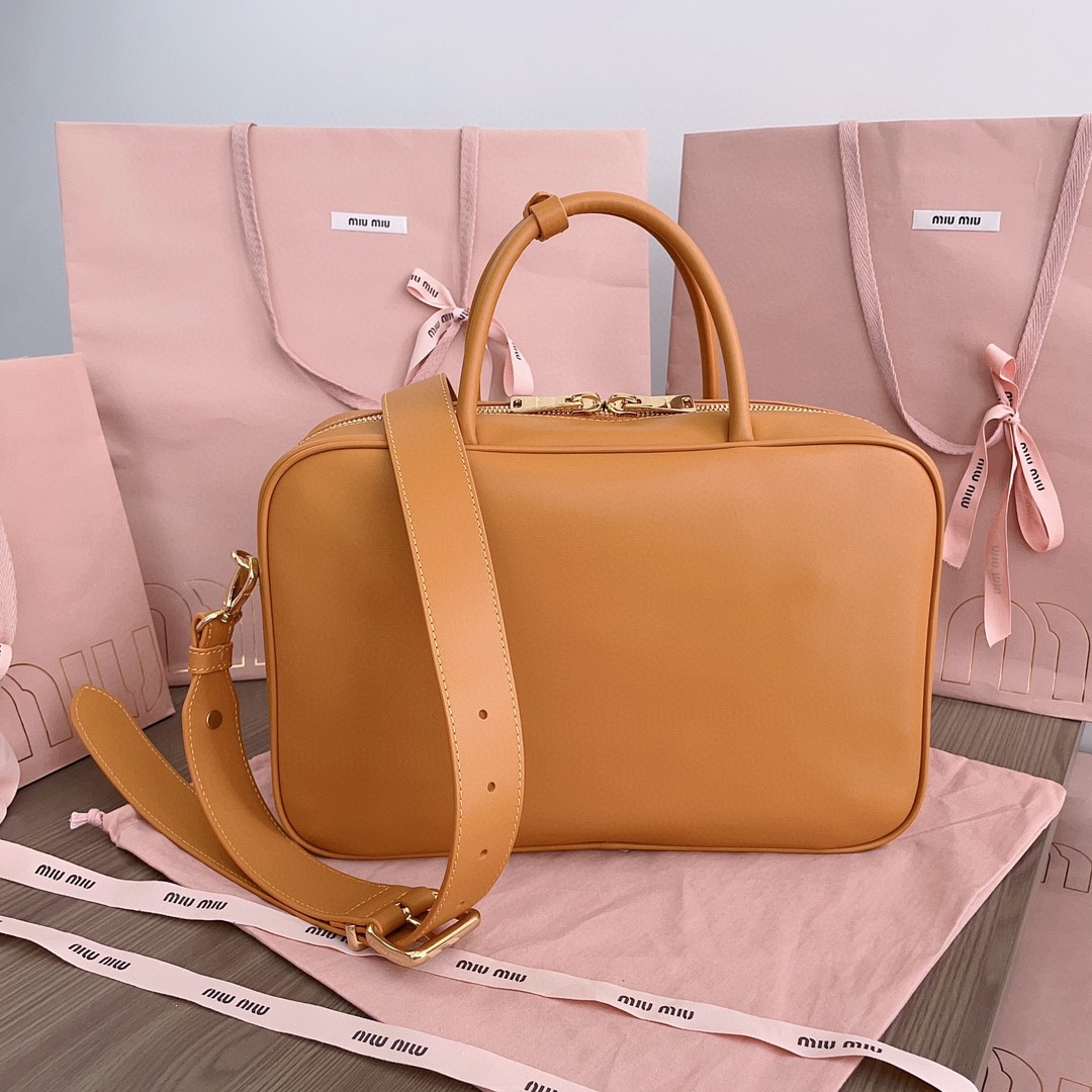 Miu Miu Leather Beau bag orange 5BB117 M1