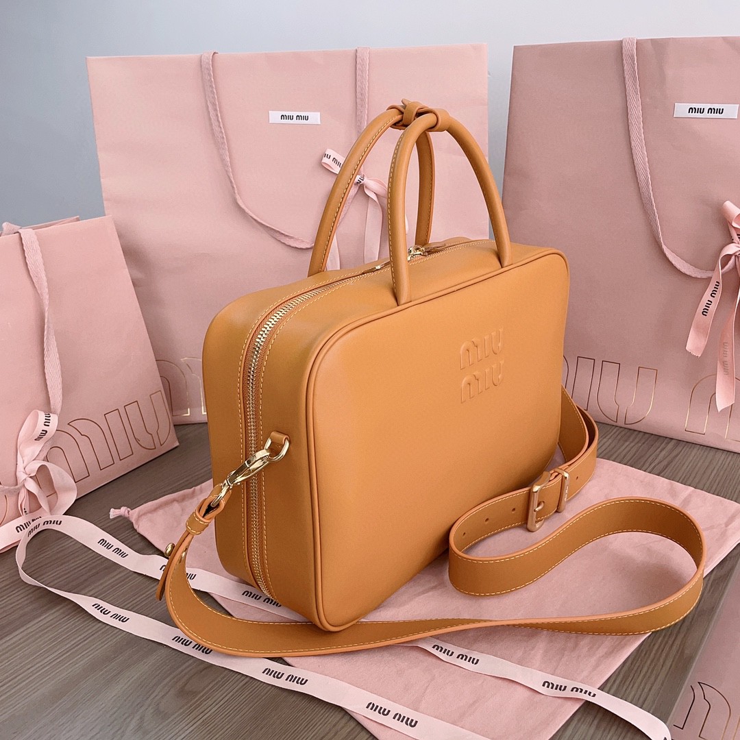 Miu Miu Leather Beau bag orange 5BB117 M1