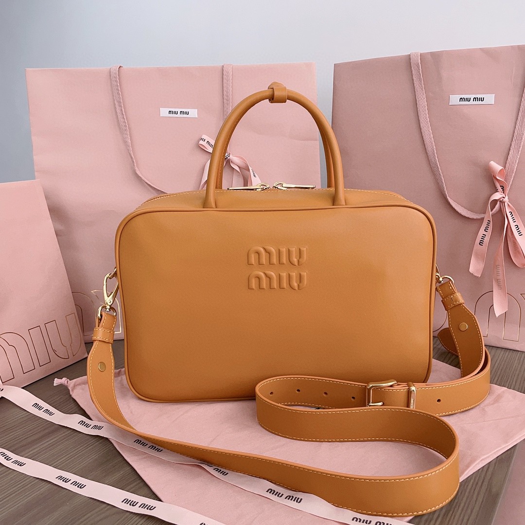 Miu Miu Leather Beau bag orange 5BB117 M1