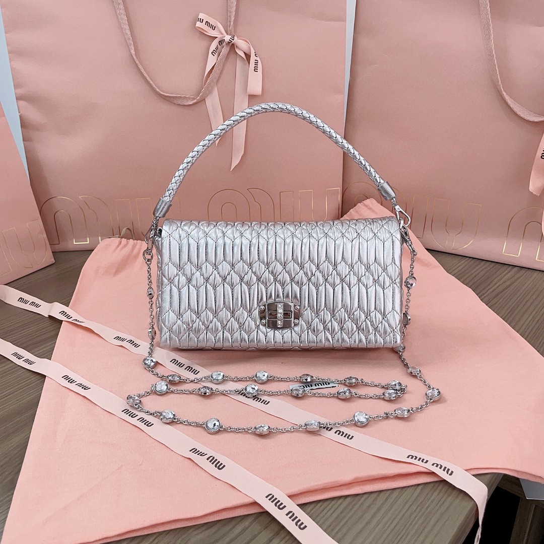 Miu Miu 5BD417 silver leather shoulder bag M1