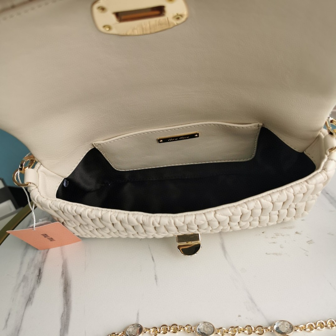 Miu Miu 5BD417 white leather shoulder bag M1