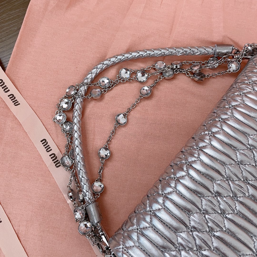 Miu Miu 5BD417 silver leather shoulder bag M1