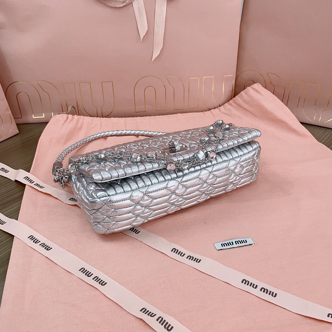 Miu Miu 5BD417 silver leather shoulder bag M1