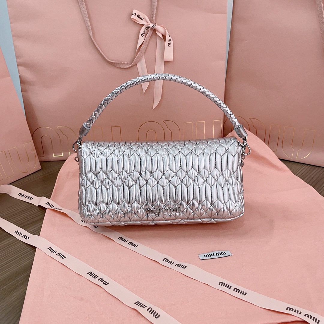 Miu Miu 5BD417 silver leather shoulder bag M1