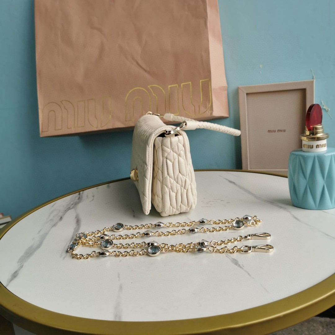 Miu Miu 5BD417 white leather shoulder bag M1