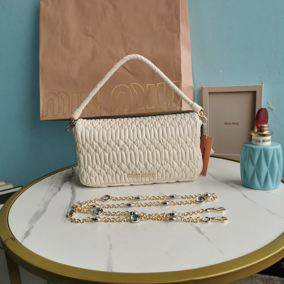 Miu Miu 5BD417 white leather shoulder bag M1