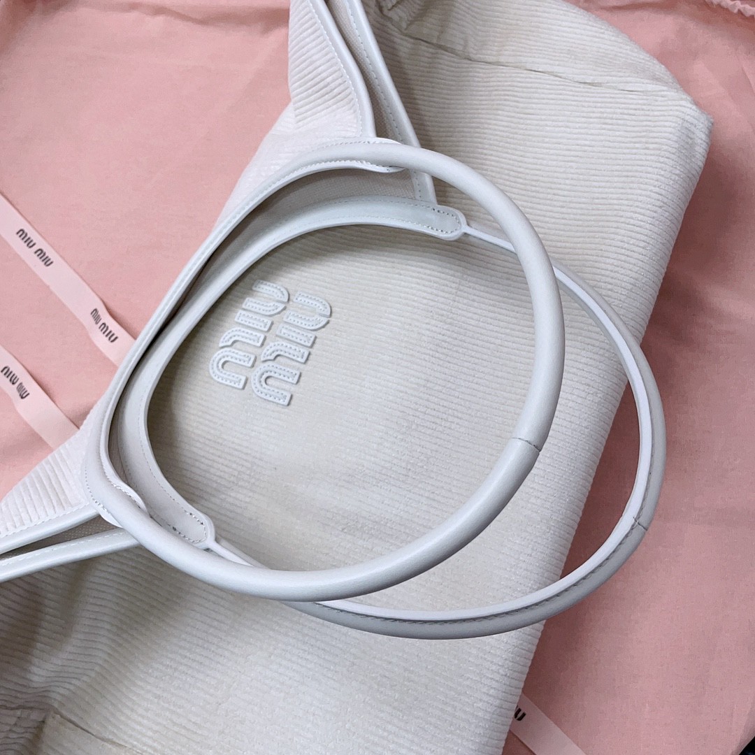 Miu Miu IVY corduroy bag 5BG276 white M1
