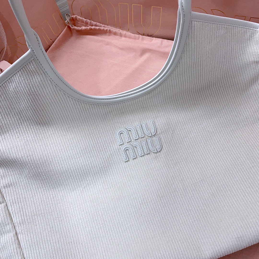 Miu Miu IVY corduroy bag 5BG276 white M1
