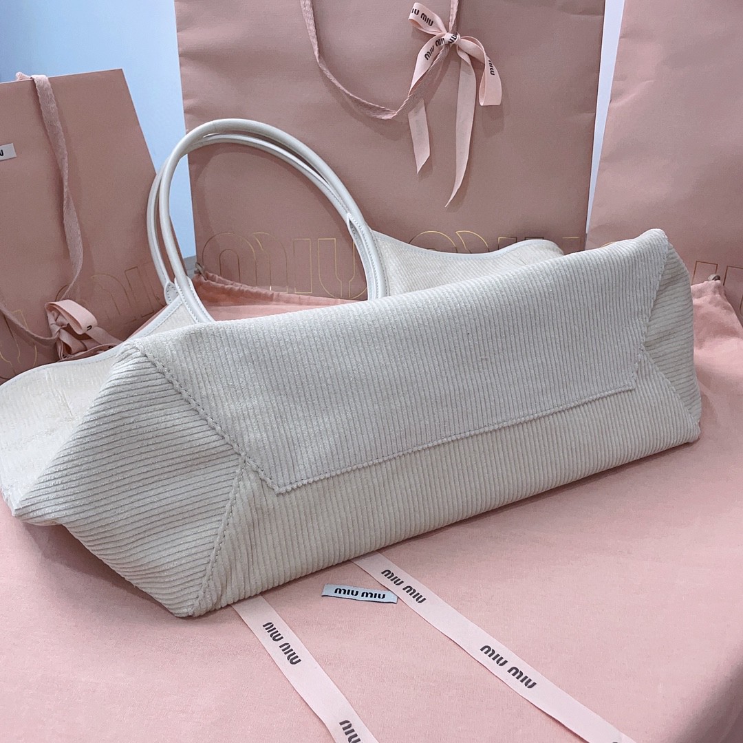 Miu Miu IVY corduroy bag 5BG276 white M1