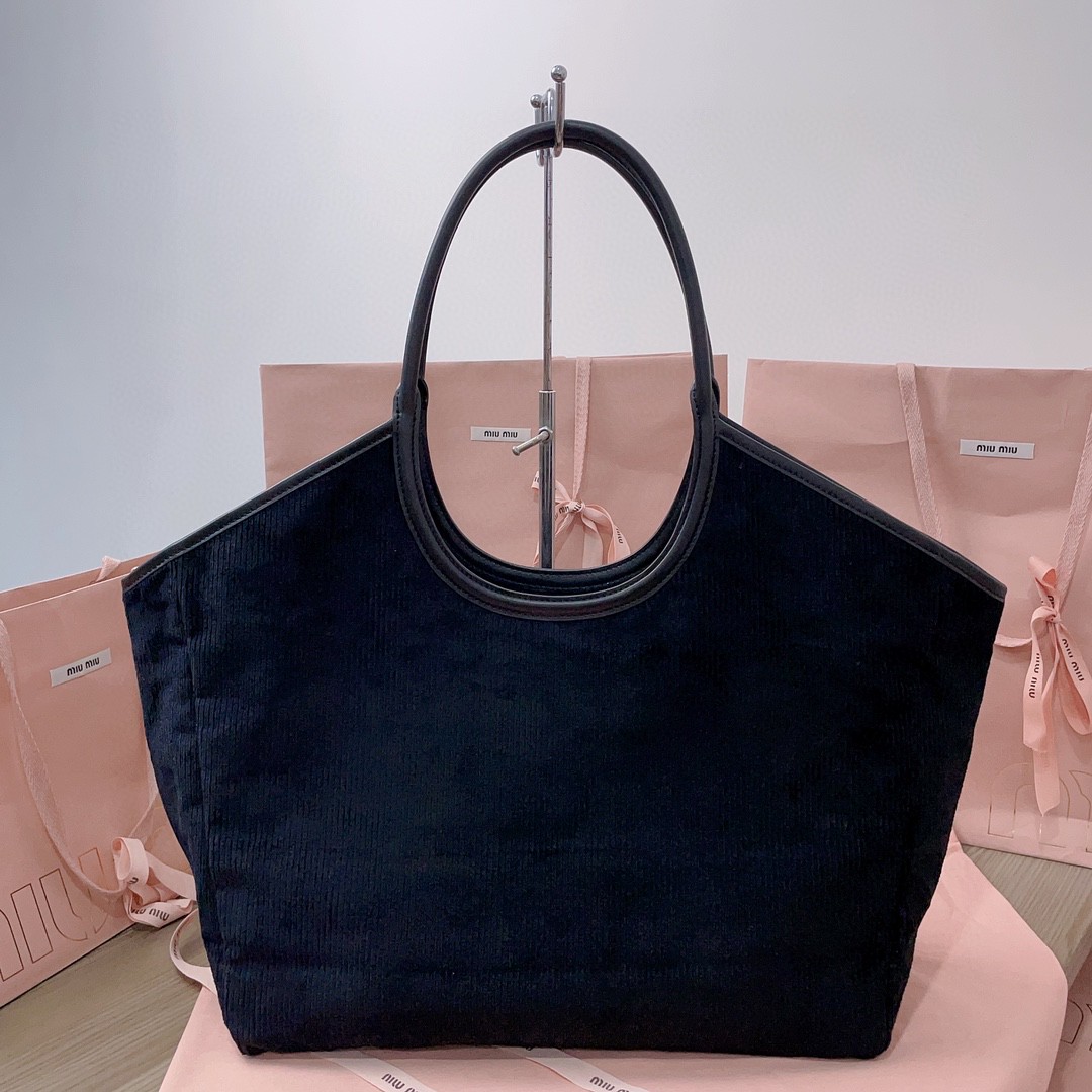 Miu Miu IVY corduroy bag 5BG276 black M1