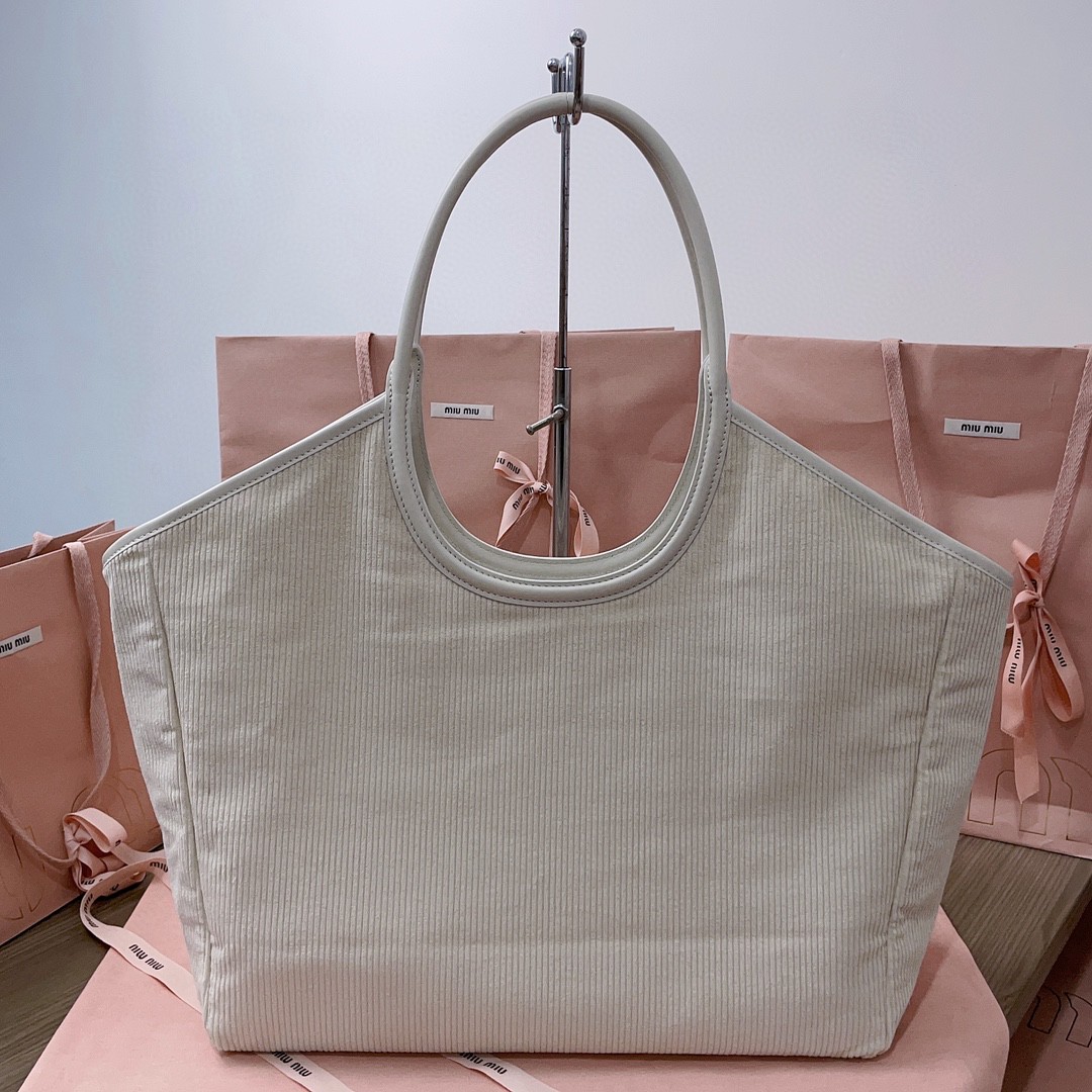 Miu Miu IVY corduroy bag 5BG276 white M1