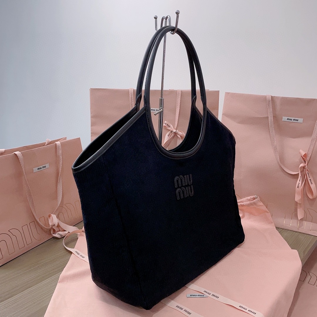 Miu Miu IVY corduroy bag 5BG276 black M1