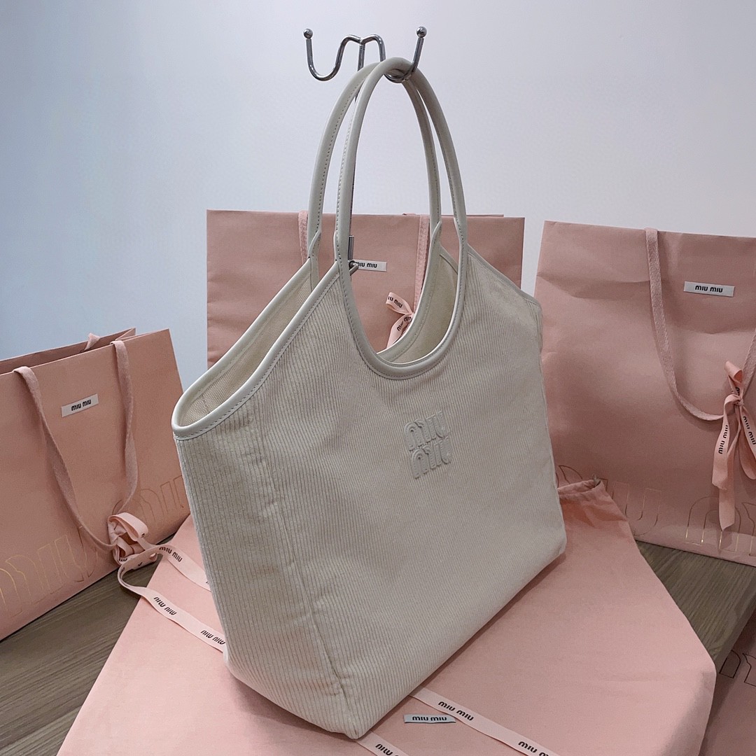 Miu Miu IVY corduroy bag 5BG276 white M1