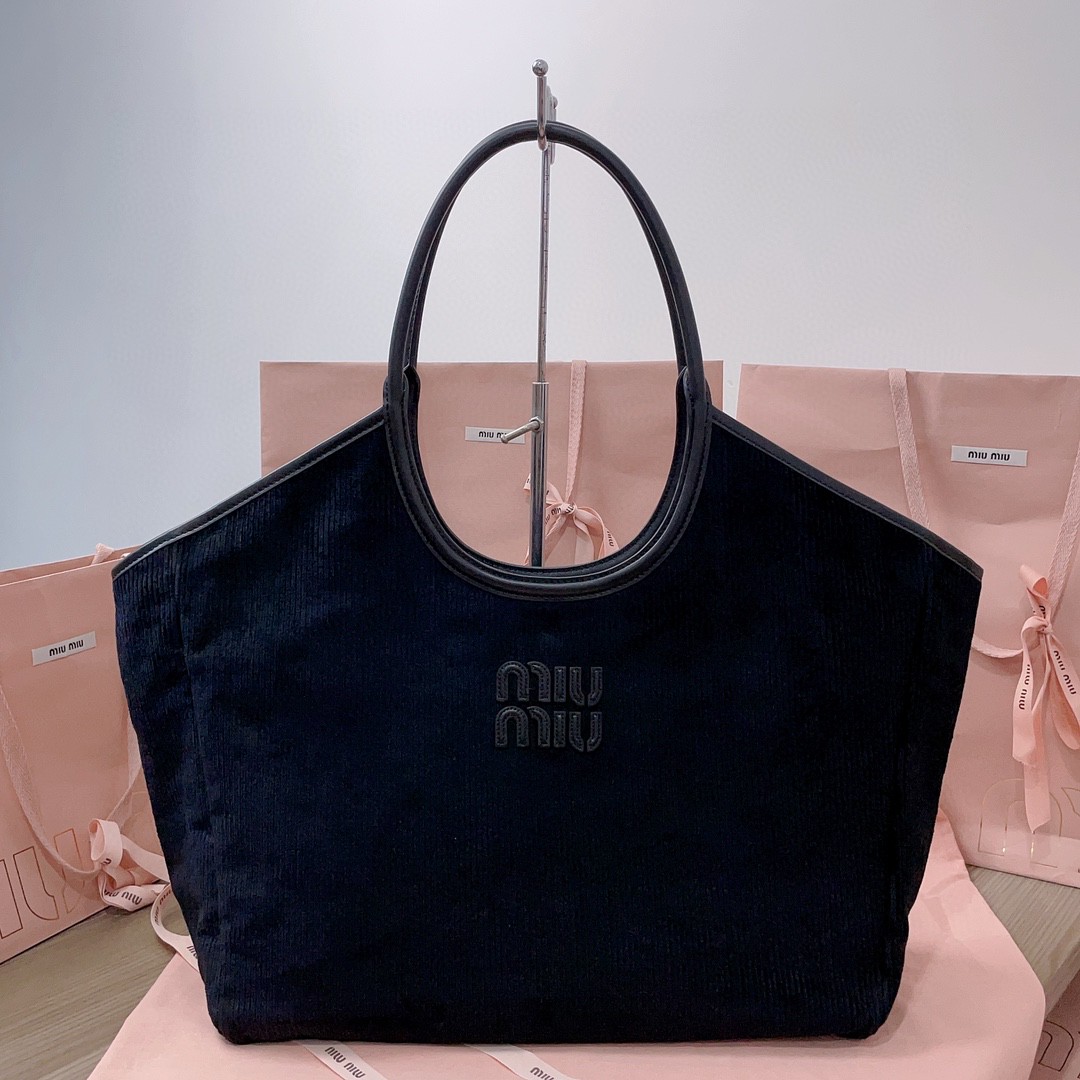 Miu Miu IVY corduroy bag 5BG276 black M1