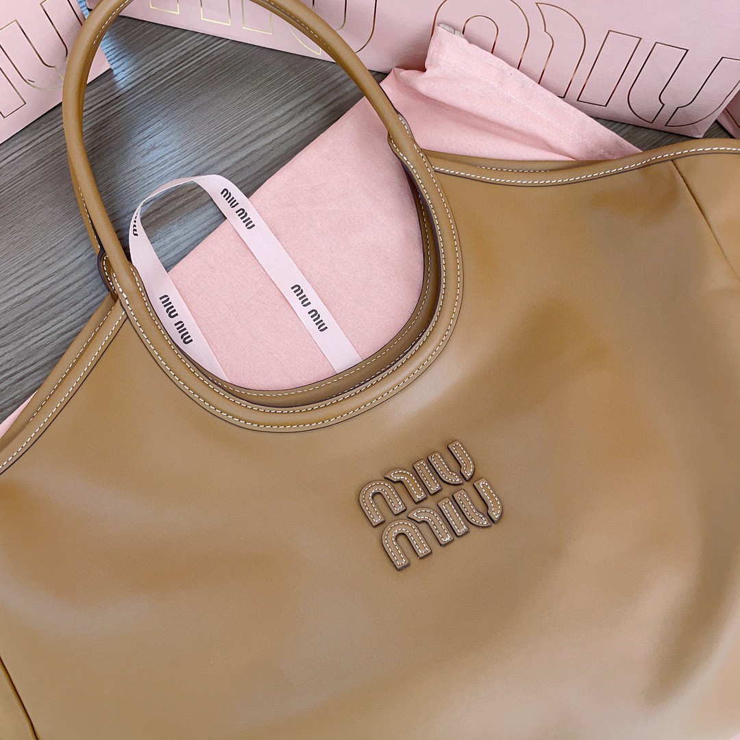 Miu Miu IVY leather tote bag 5BG276 caramel M1
