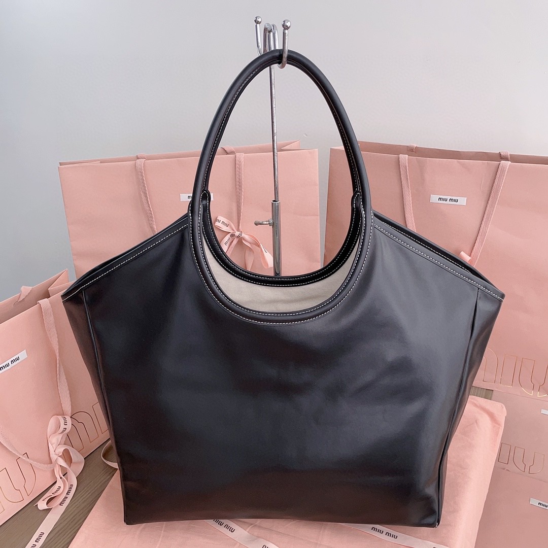 Miu Miu IVY leather tote bag 5BG276 black M1