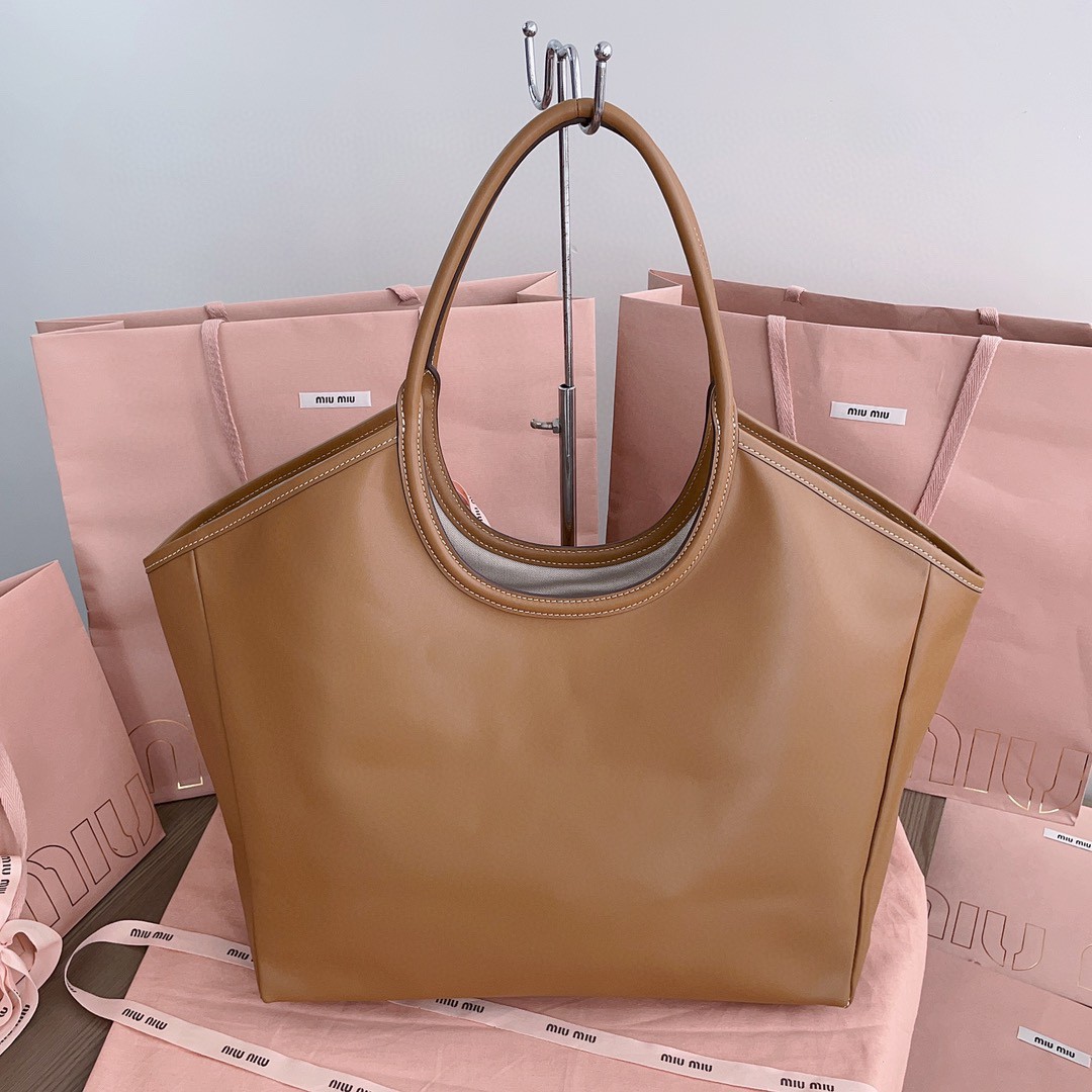 Miu Miu IVY leather tote bag 5BG276 caramel M1
