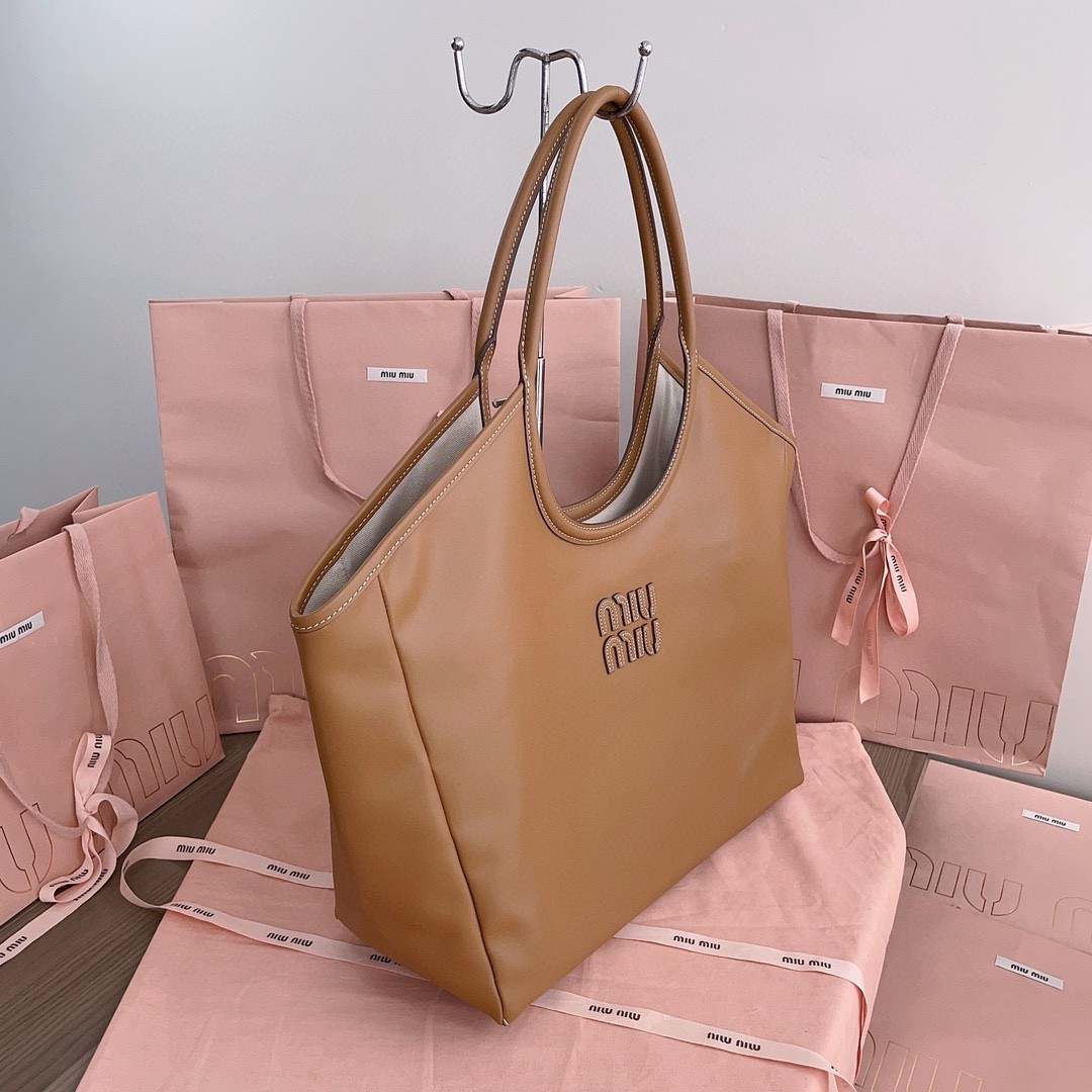 Miu Miu IVY leather tote bag 5BG276 caramel M1