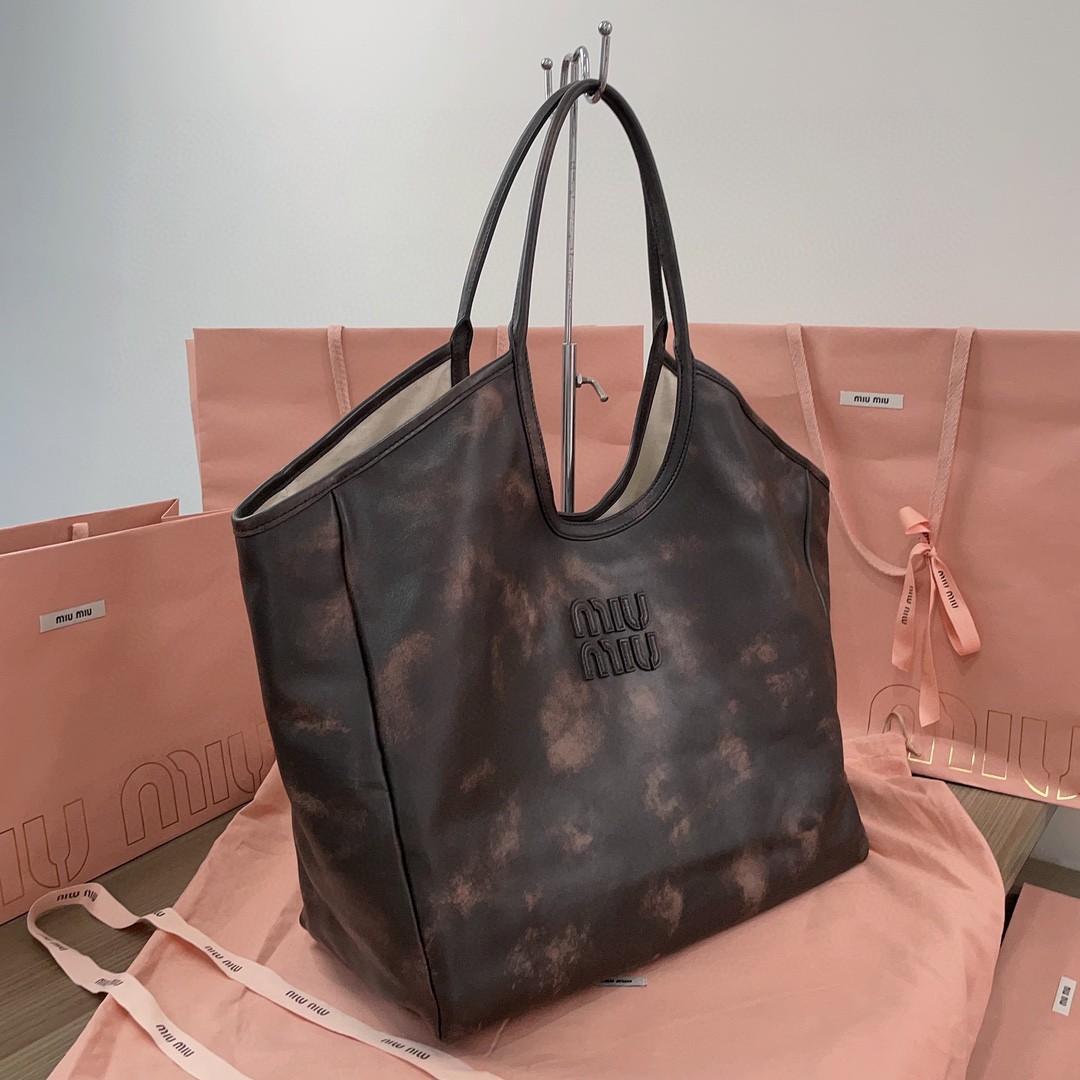 Miu Miu IVY leather tote bag 5BG276 sand/coffee M1