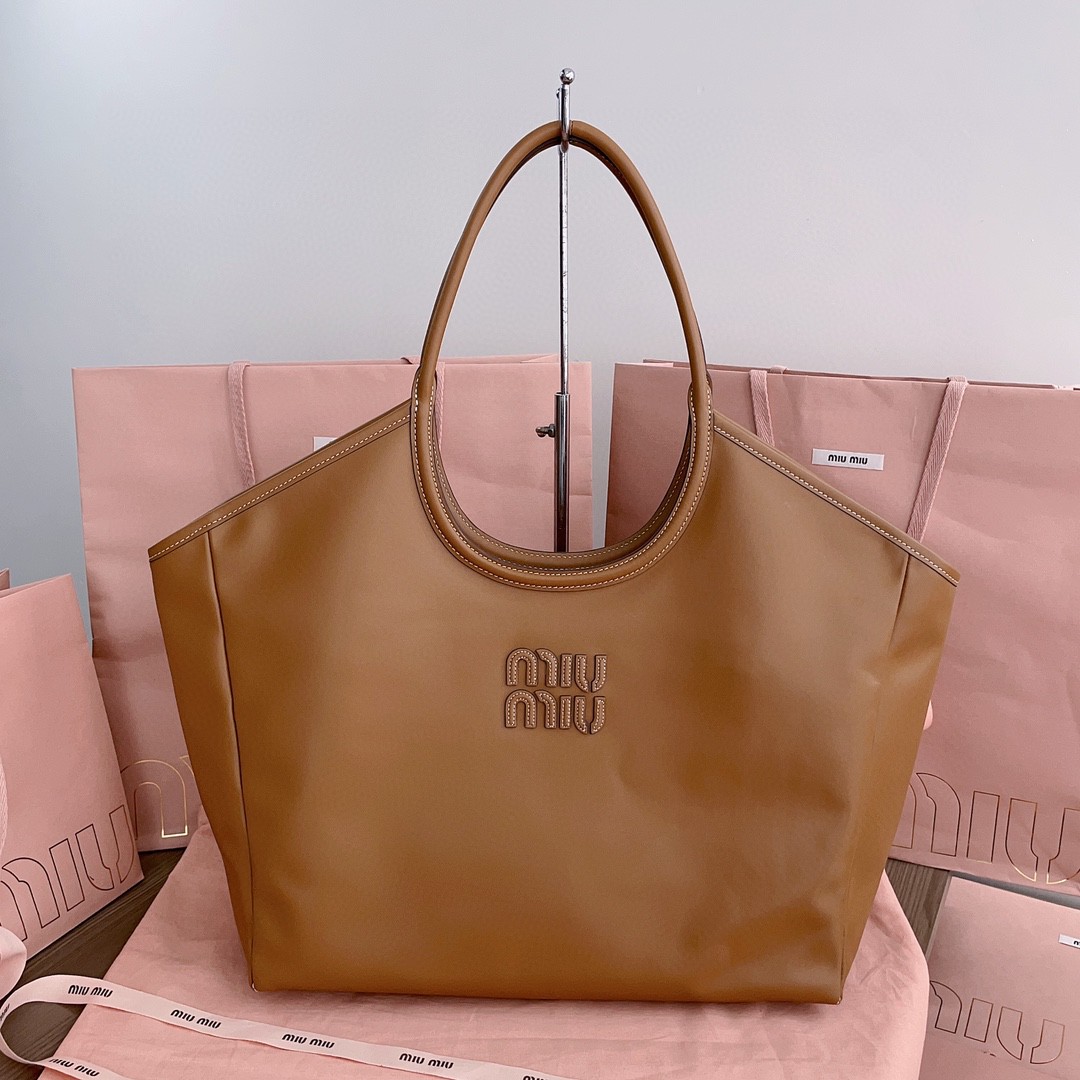 Miu Miu IVY leather tote bag 5BG276 caramel M1