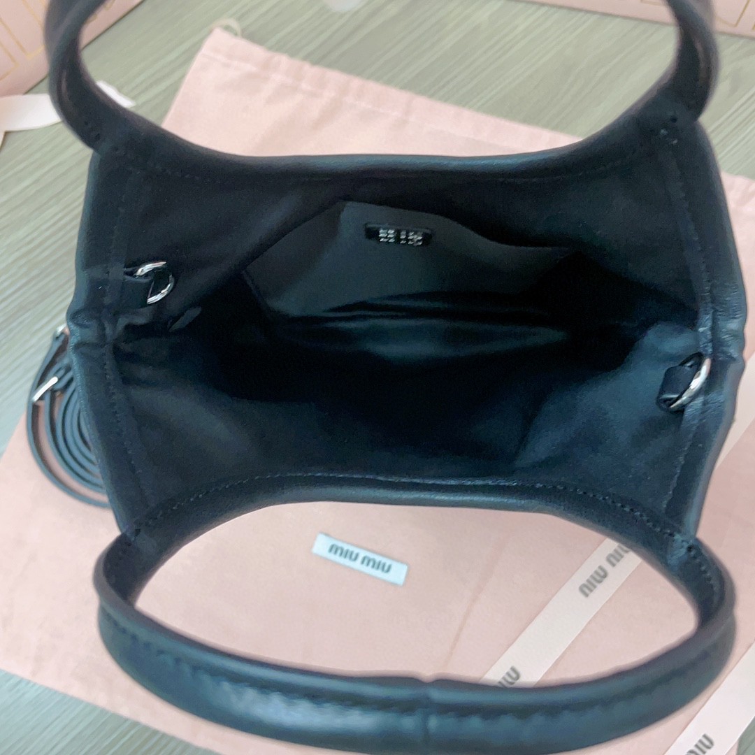 Miu Miu 5BA281 black Satin Handbag With Synthetic Crystals M1