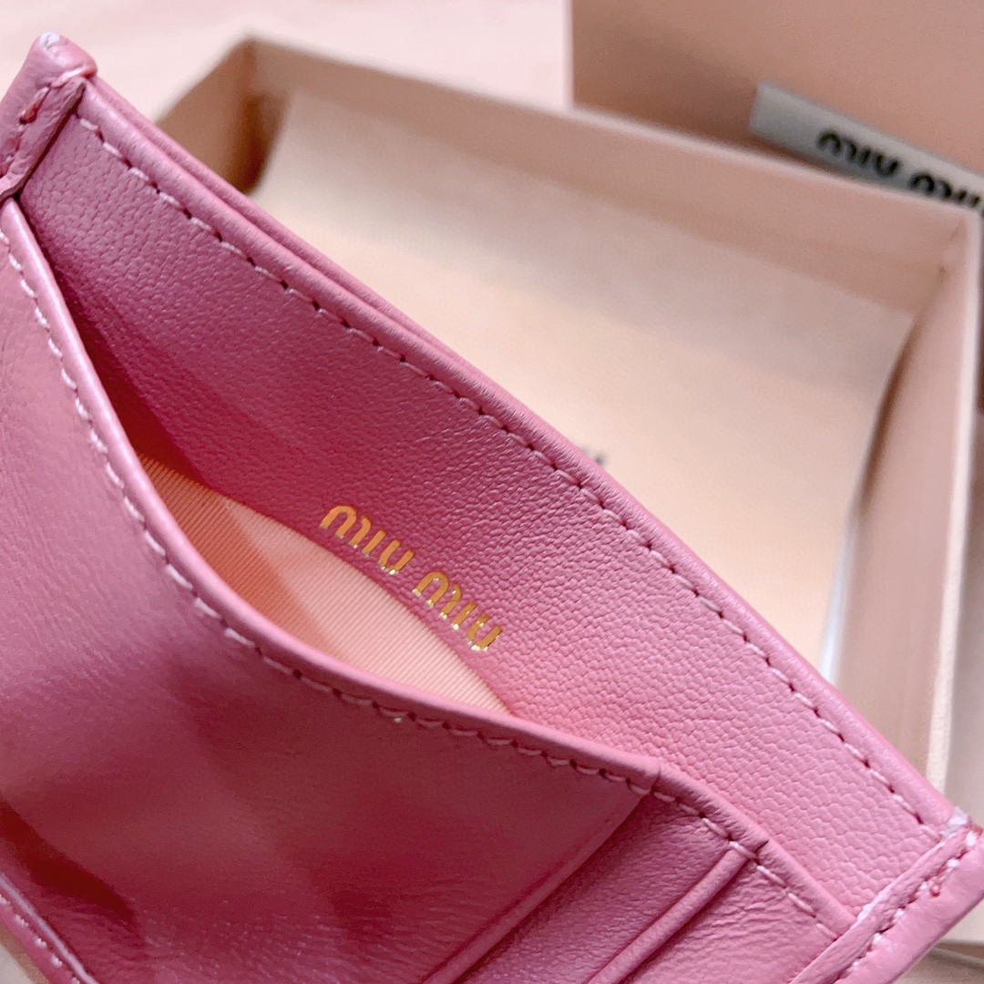 Miu Miu Matelassé nappa leather card holder 5MC076 pink m1