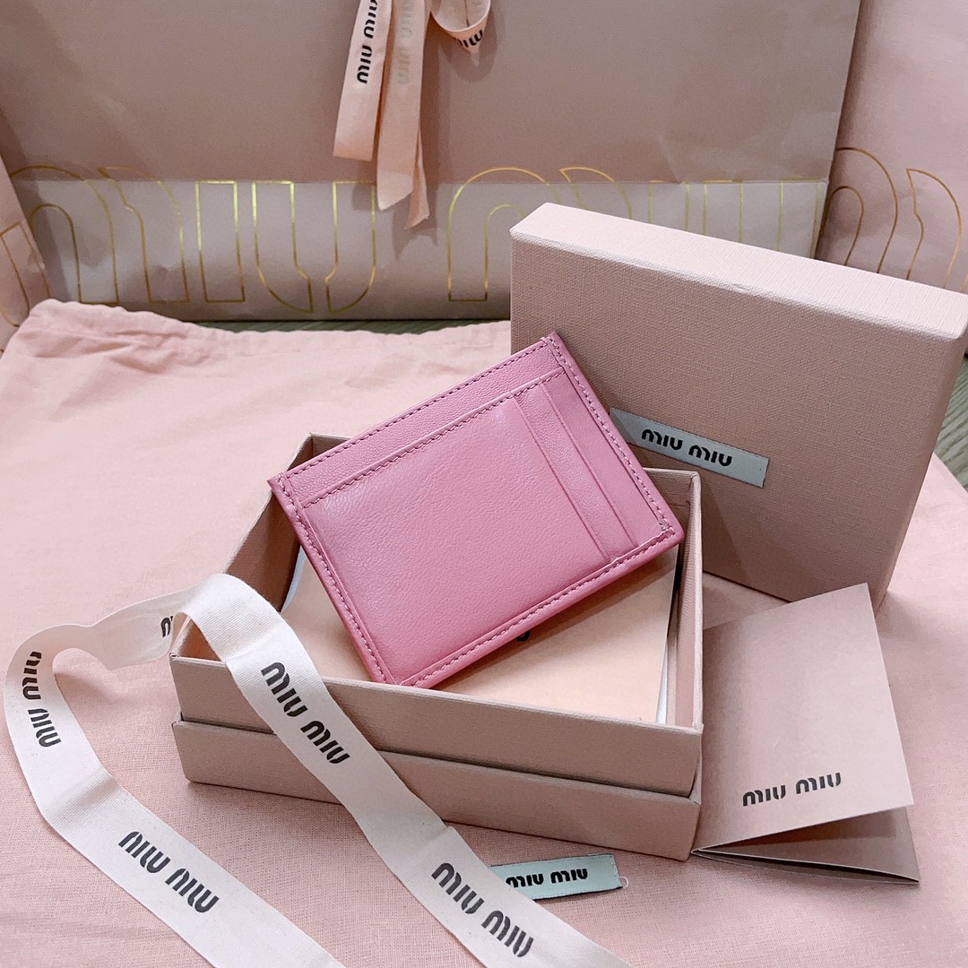 Miu Miu Matelassé nappa leather card holder 5MC076 pink m1