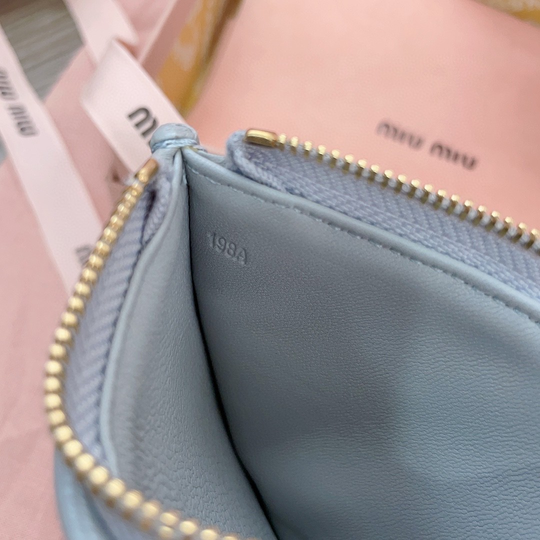 Miu Miu Matelassé nappa leather envelope wallet 5MB006 cornflower M1