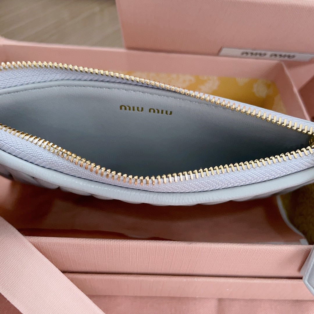 Miu Miu Matelassé nappa leather envelope wallet 5MB006 cornflower M1