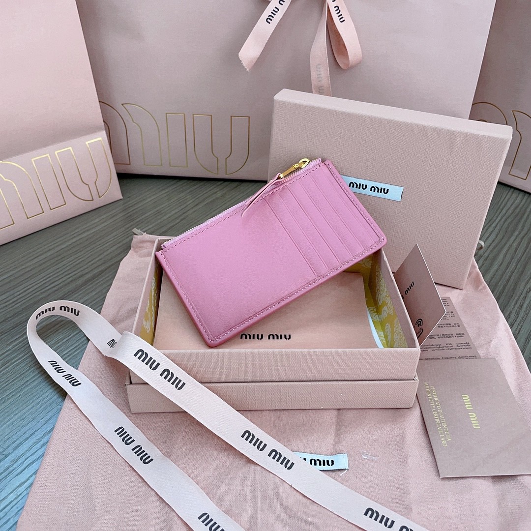 Miu Miu Matelassé nappa leather envelope wallet 5MB006 pink M1