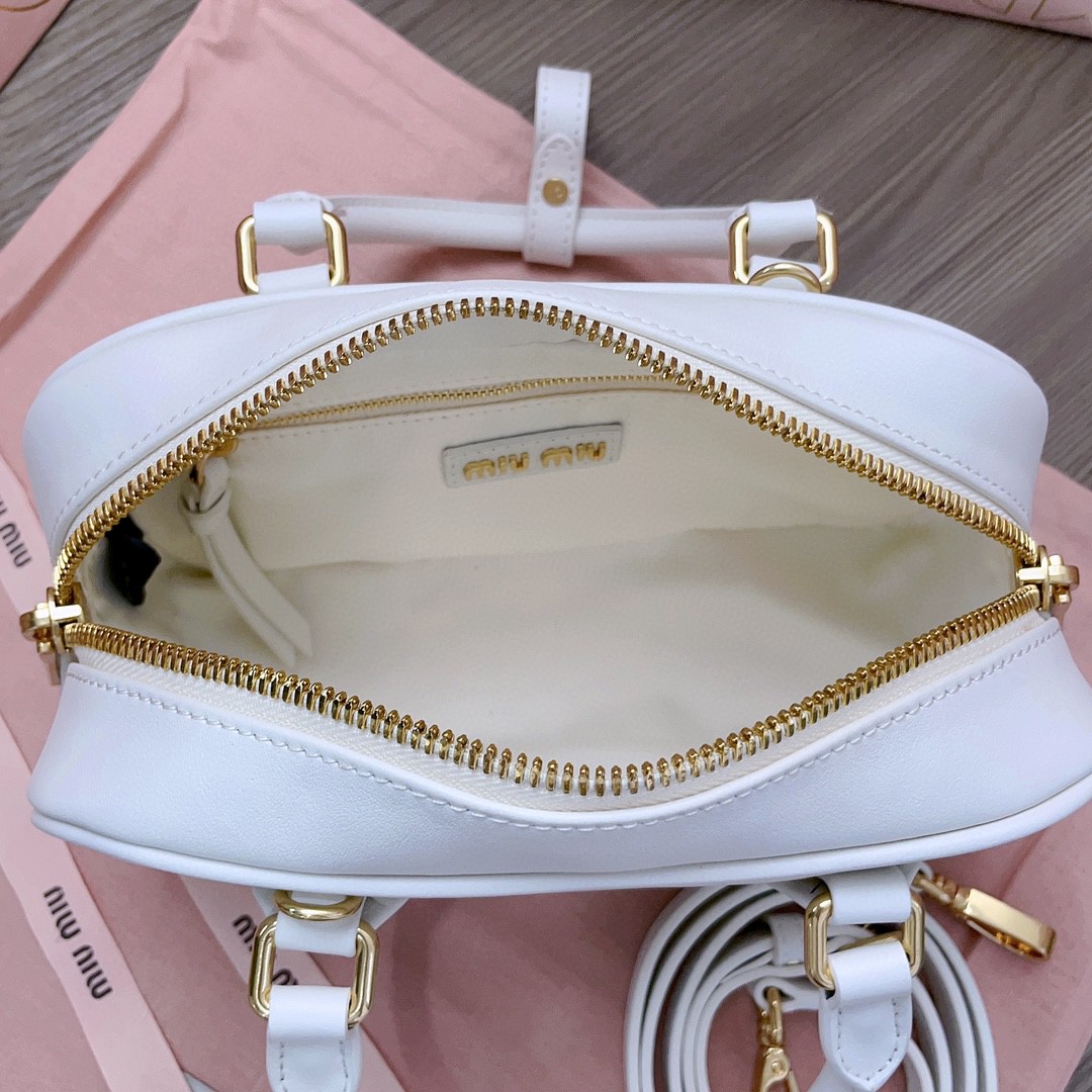Miu Miu Arcadie leather bag 5BB142_2F8K_F0K74_V_OOO Chalk White M1