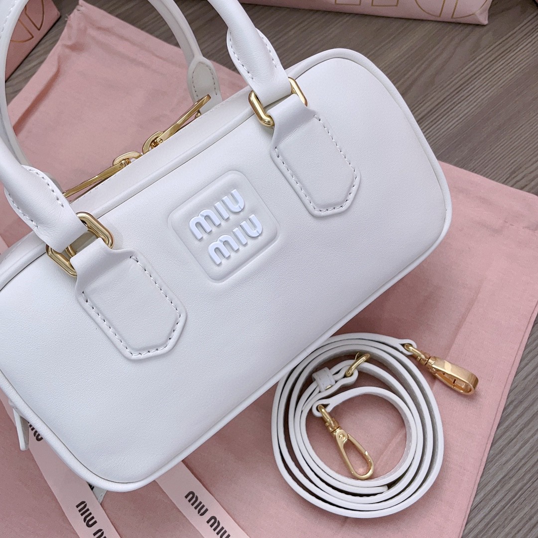 Miu Miu Arcadie leather bag 5BB142_2F8K_F0K74_V_OOO Chalk White M1
