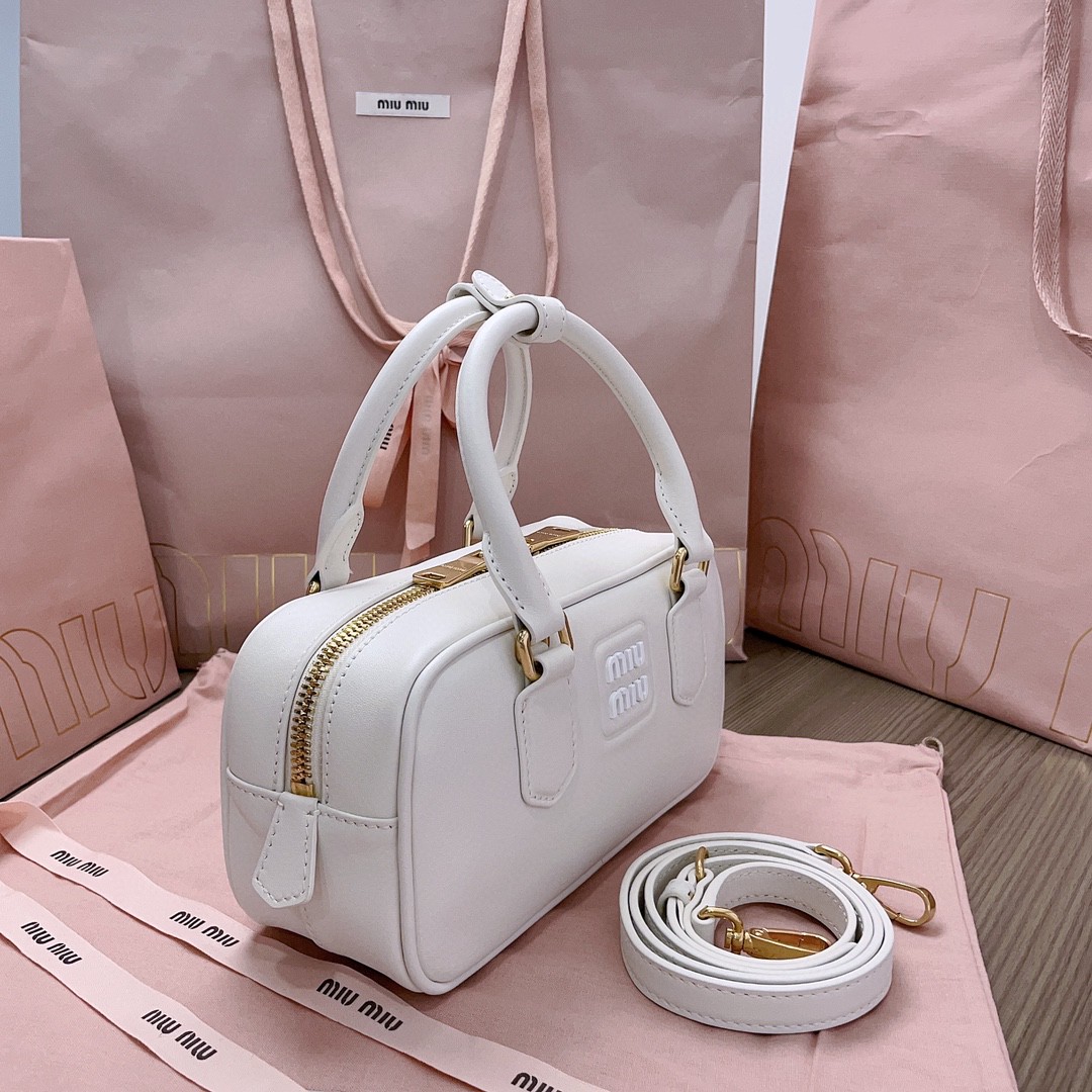 Miu Miu Arcadie leather bag 5BB142_2F8K_F0K74_V_OOO Chalk White M1