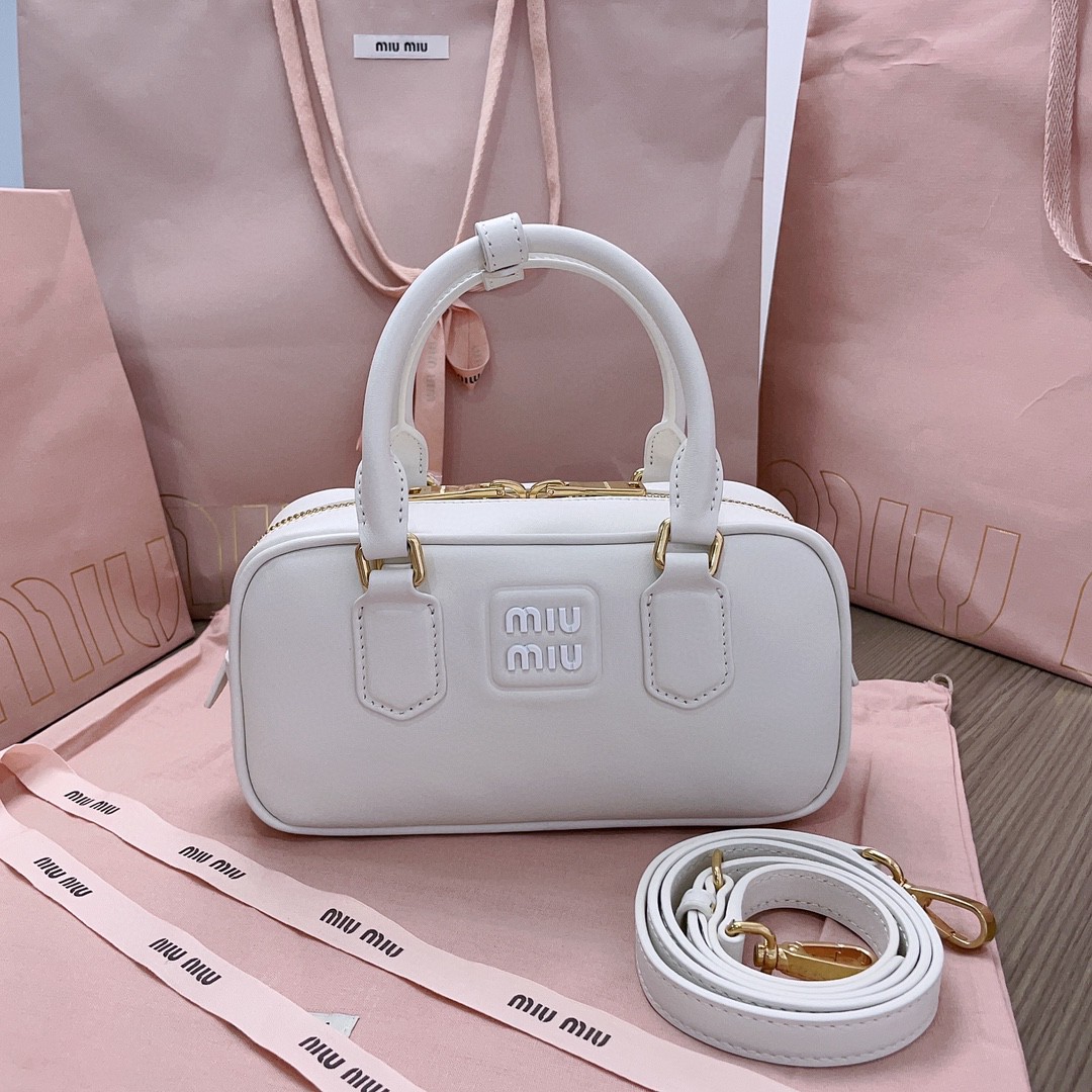 Miu Miu Arcadie leather bag 5BB142_2F8K_F0K74_V_OOO Chalk White M1