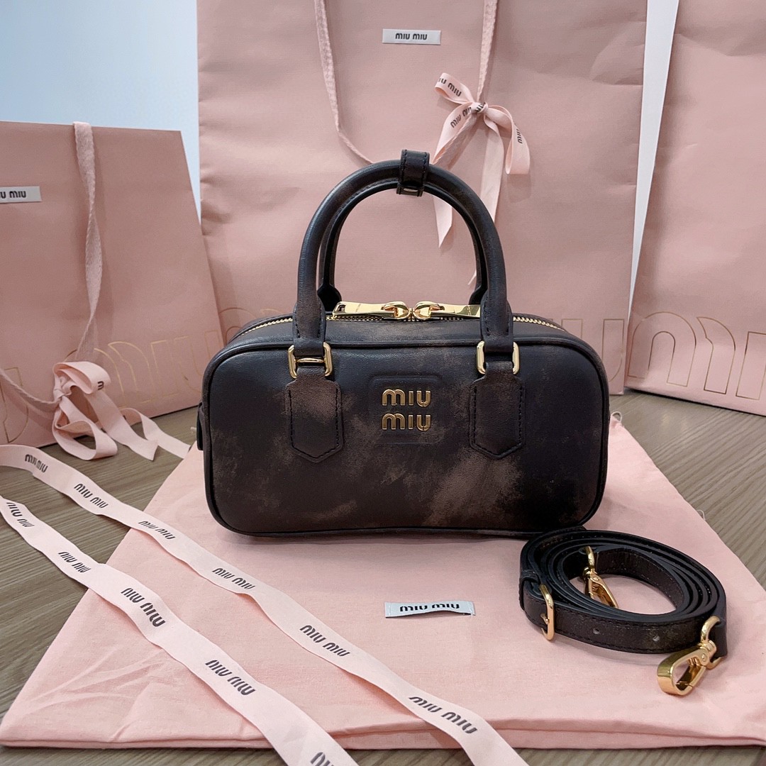 Miu Miu Arcadie leather bag 5BB142 sand coffee M1