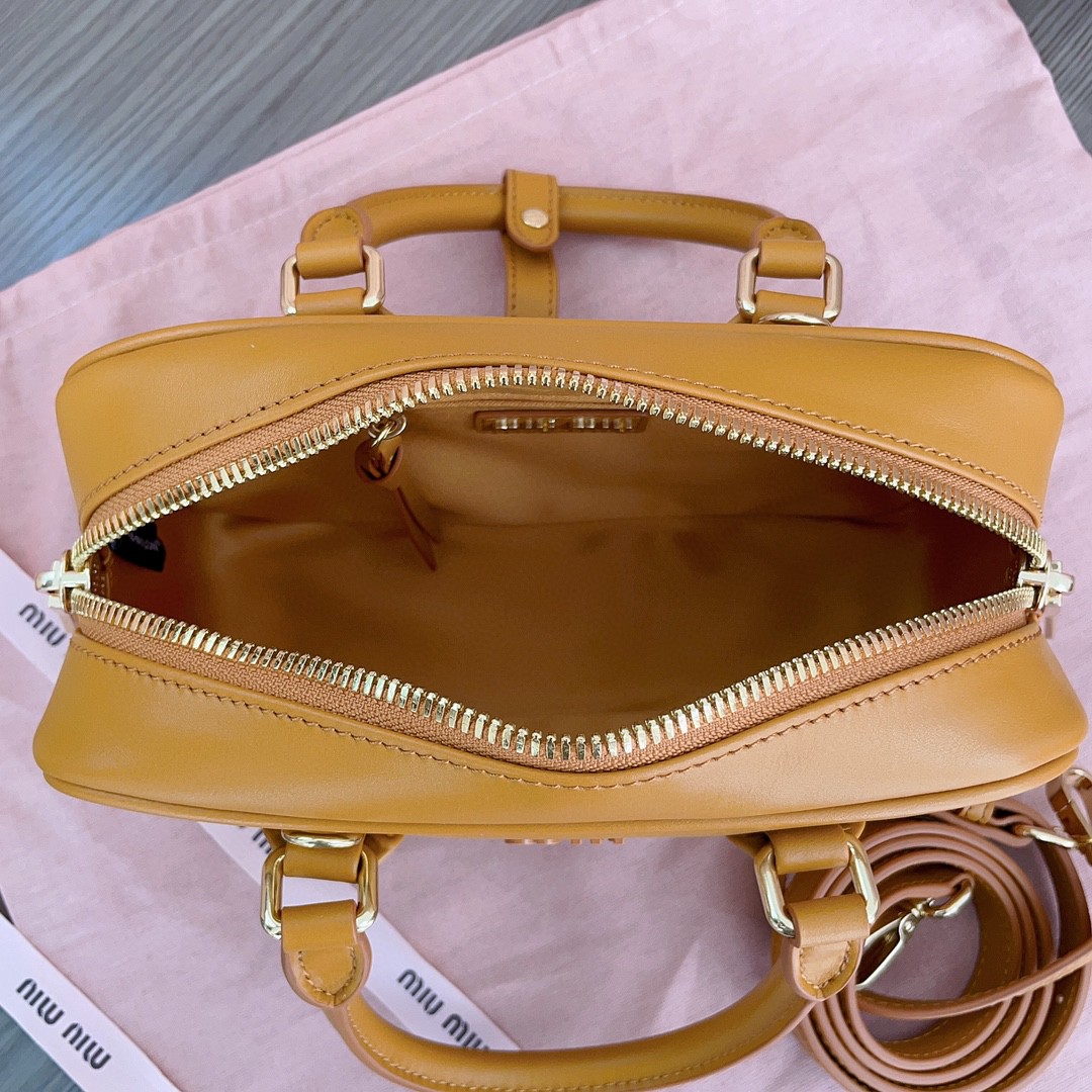 Miu Miu Arcadie leather bag 5BB142 caramel M1