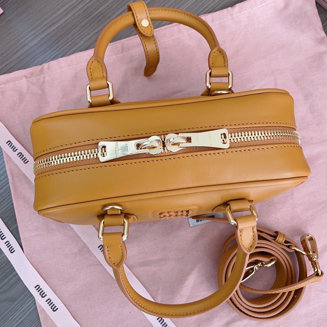 Miu Miu Arcadie leather bag 5BB142 caramel M1
