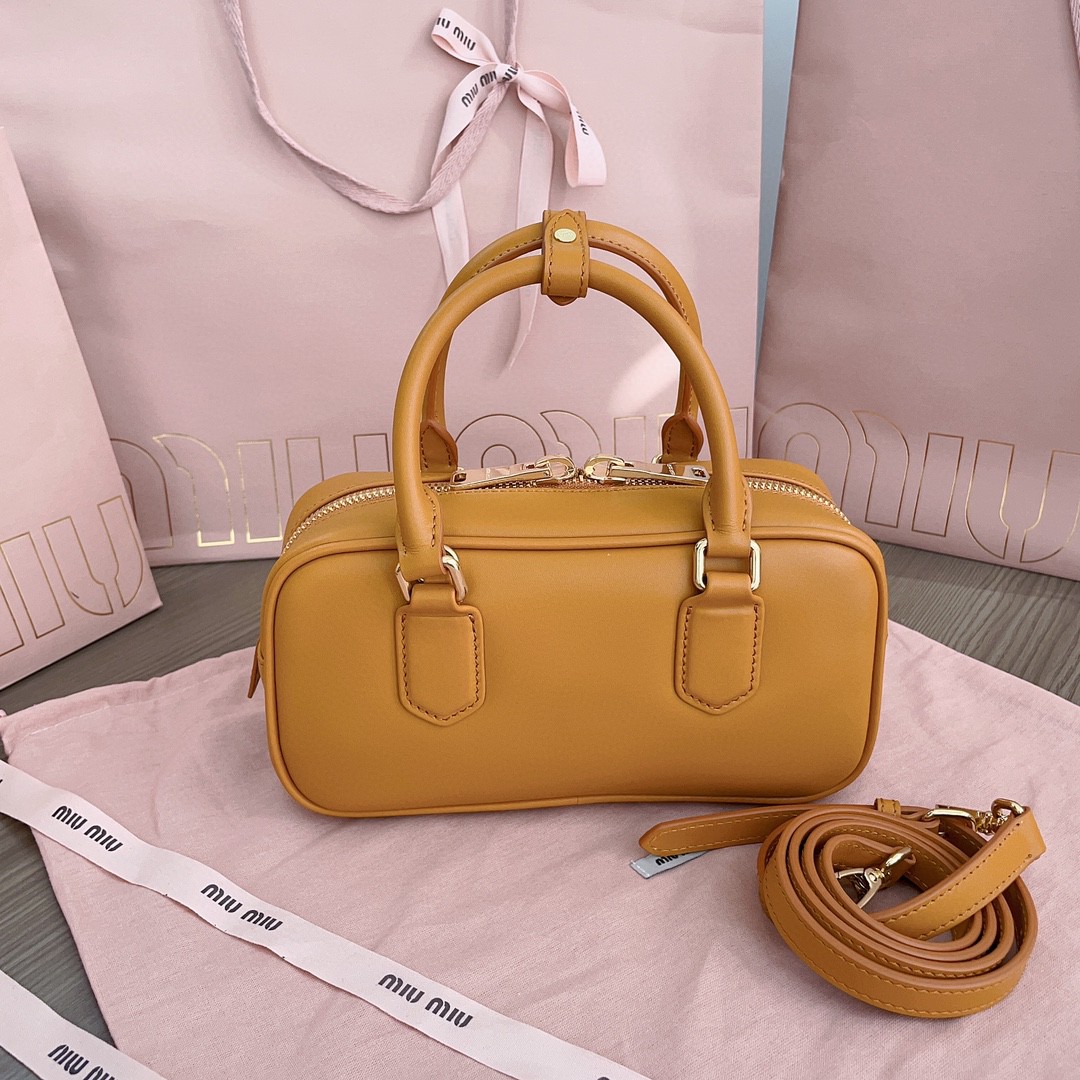 Miu Miu Arcadie leather bag 5BB142 caramel M1
