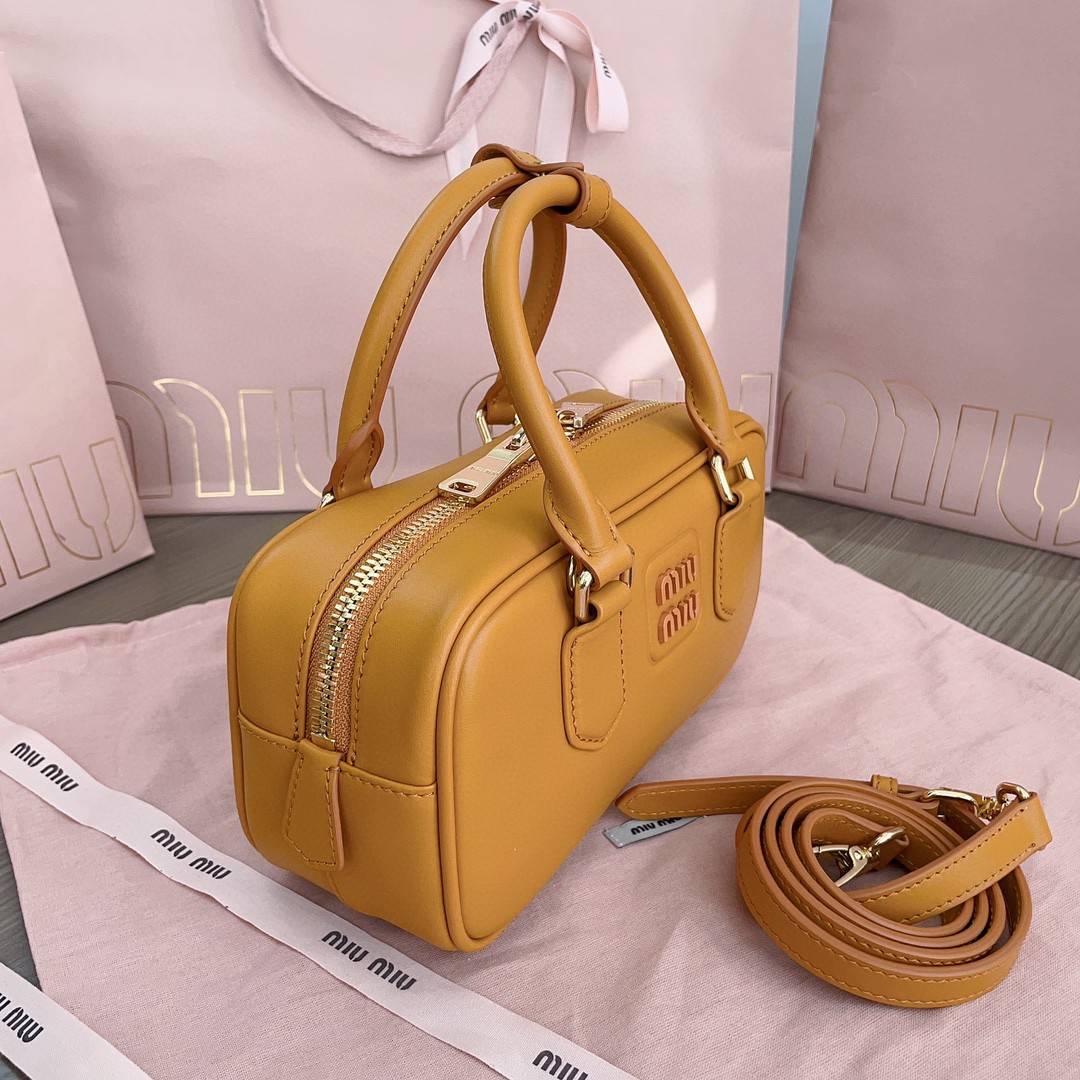 Miu Miu Arcadie leather bag 5BB142 caramel M1