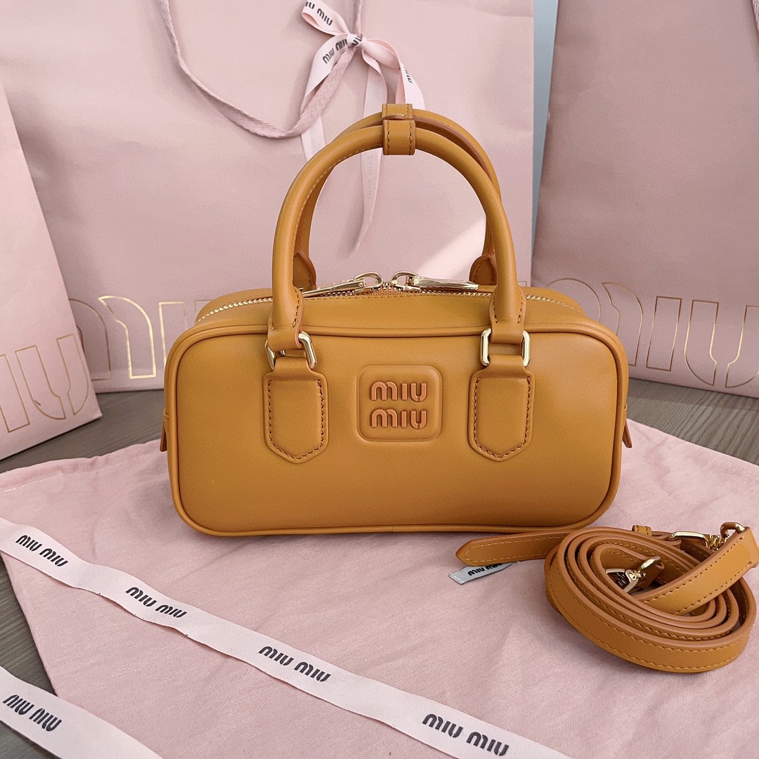 Miu Miu Arcadie leather bag 5BB142 caramel M1