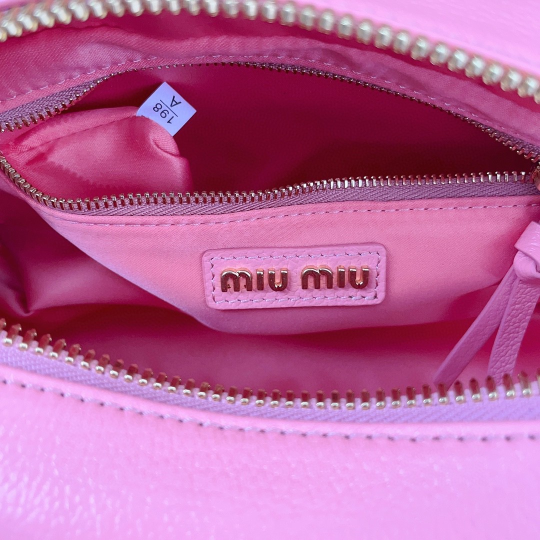 Miu Miu matelasse leather bag 5BB142 pink M1