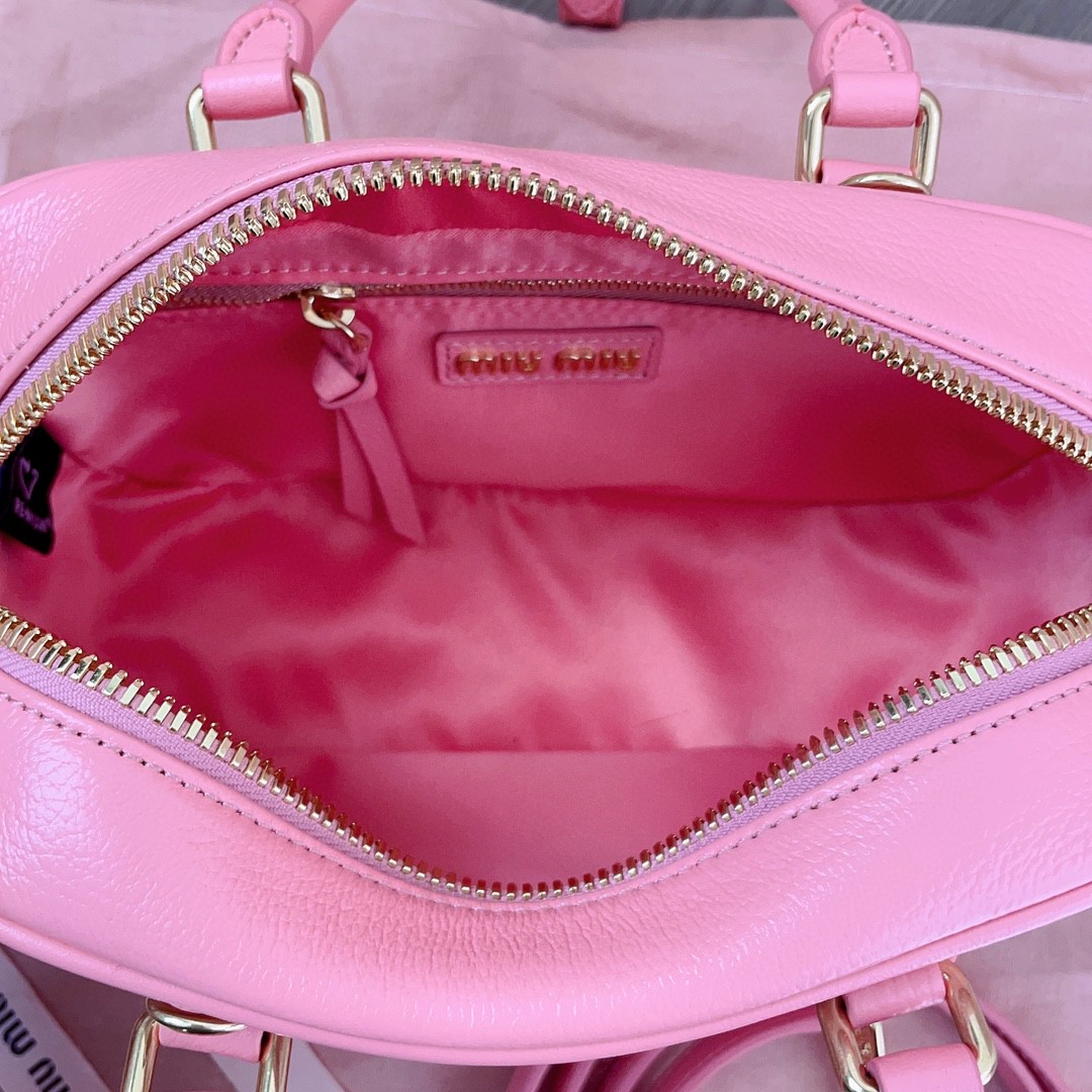 Miu Miu matelasse leather bag 5BB142 pink M1