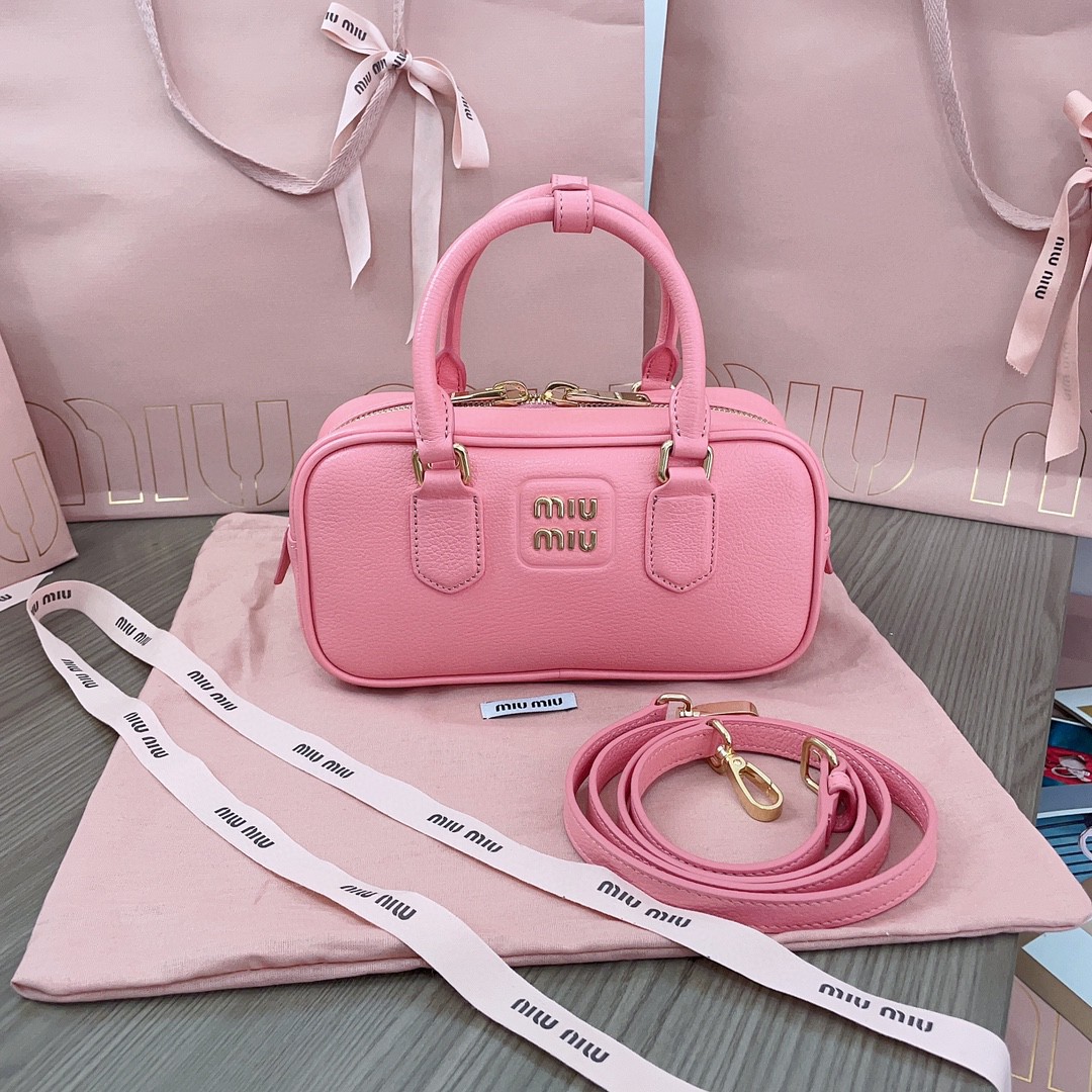 Miu Miu matelasse leather bag 5BB142 pink M1