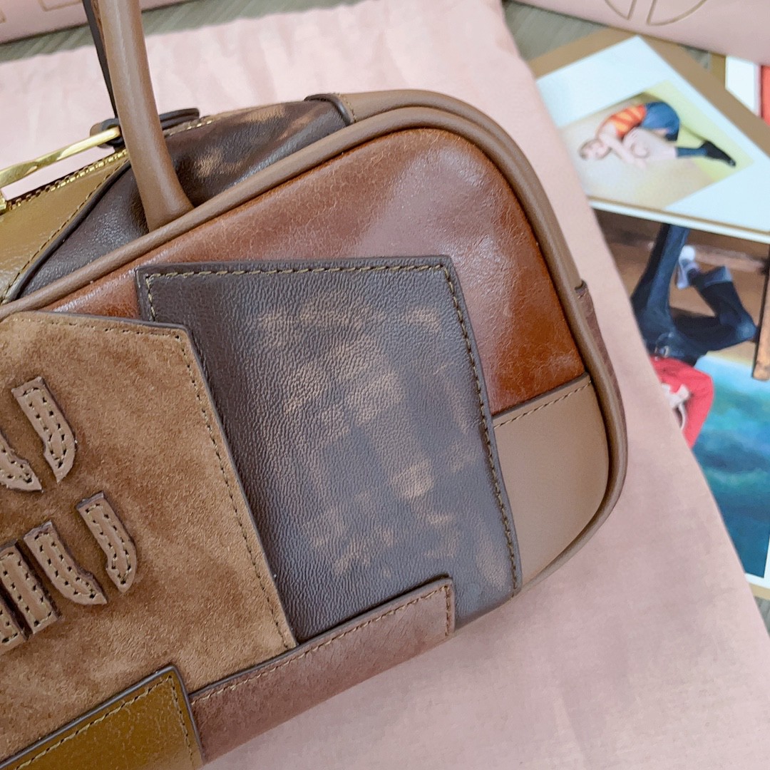Miu Miu Beau leather patchwork bag 5BB148_2CRI_F0046_V_MLM cognac M1