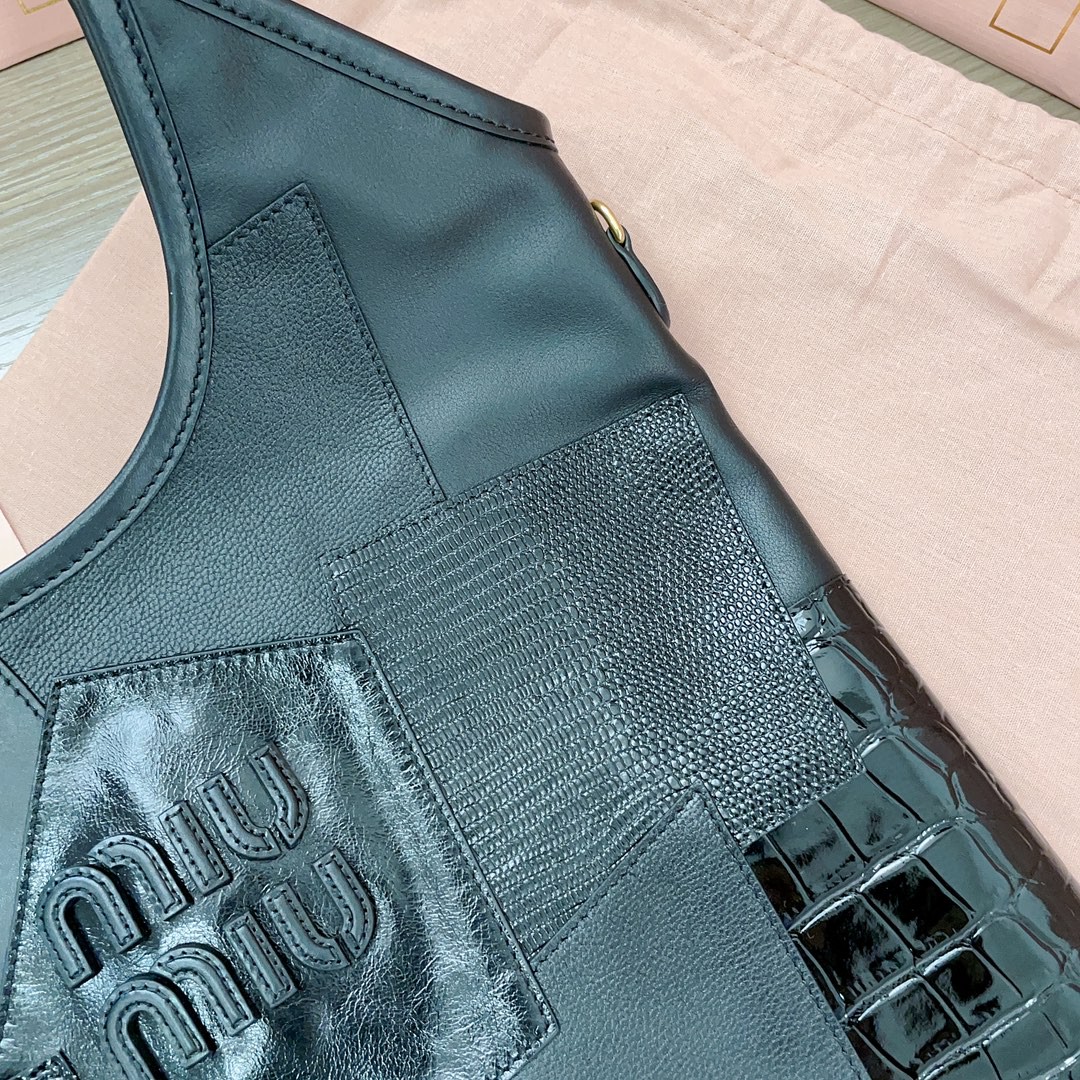 Miu Miu IVY leather patchwork bag 5BG231_2CRI_F0002_V_MLN black M1