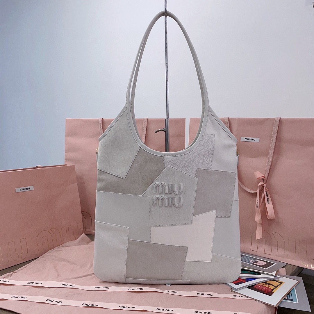 Miu Miu IVY leather patchwork bag 5BG231_2CRI_F0k74_V_MLN Chalk White M1