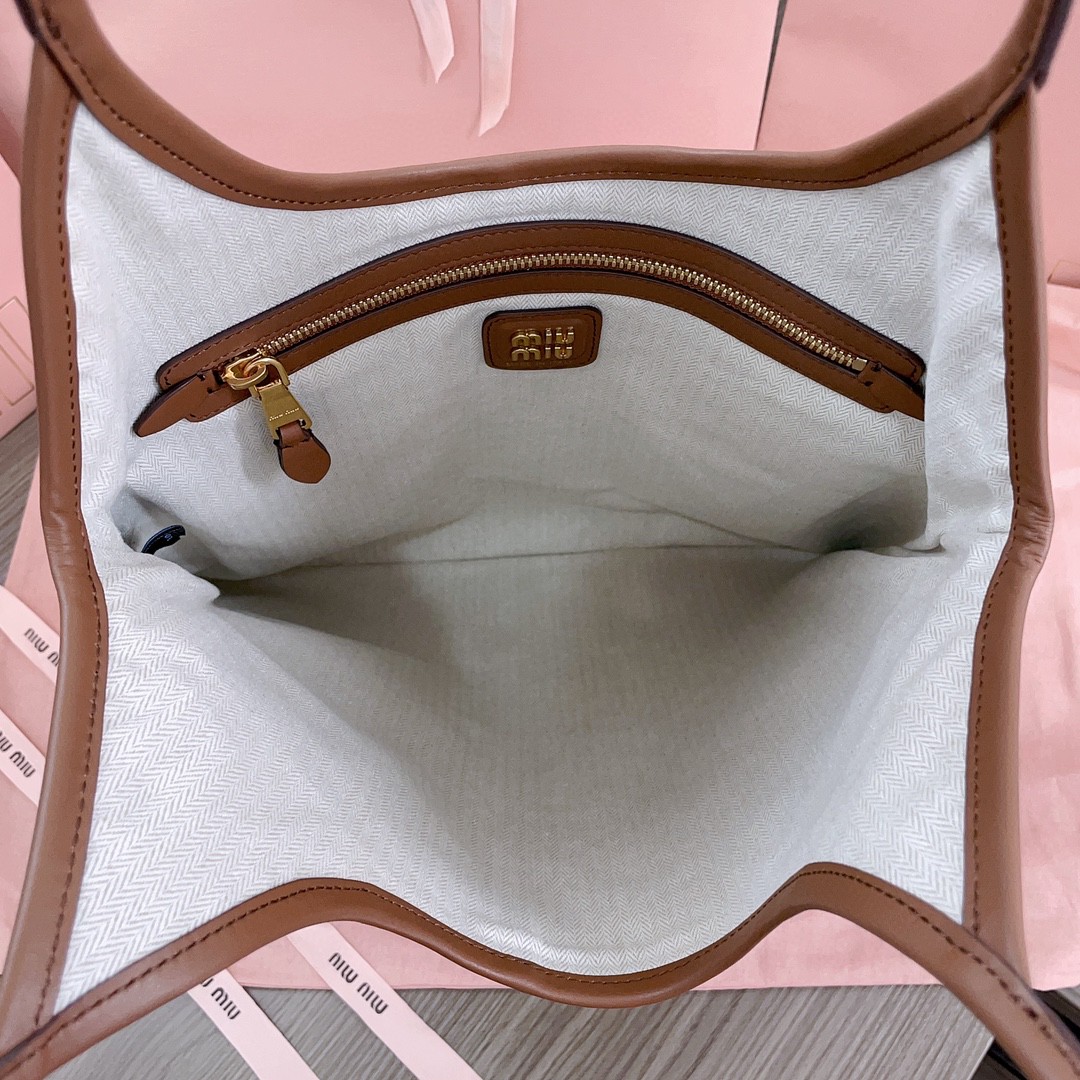 Miu Miu IVY leather patchwork bag 5BG231_2CRI_F0046_V_MLN Cognac M1