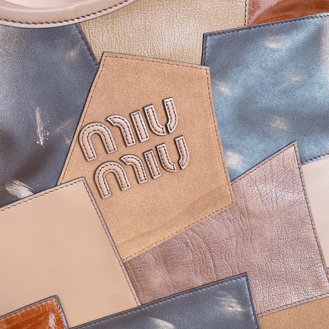 Miu Miu IVY leather patchwork bag 5BG231_2CRI_F0046_V_MLN Cognac M1