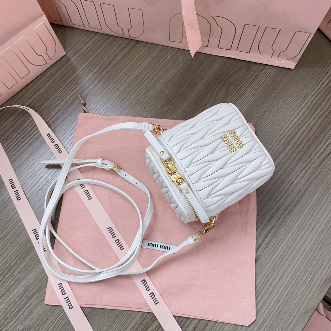 Miu Miu Matelassé nappa leather micro bag 5NR018_2FPP_F0009 white M1