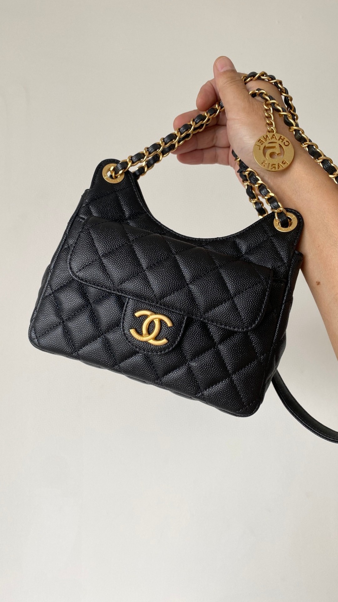 Chanel small hobo leather bag